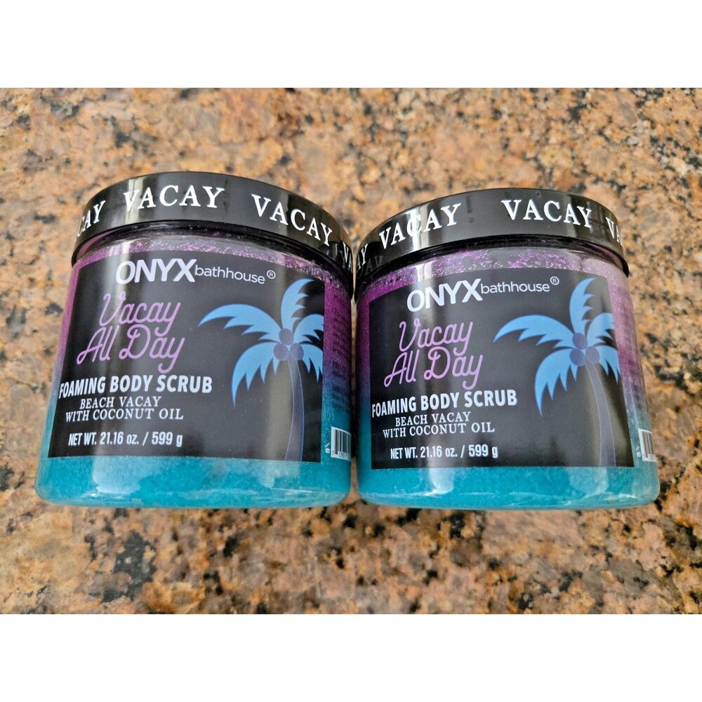 ONYX Foaming Body Scrub BEACH Vacay COCONUT OIL Peach Raspberry Lot of 2